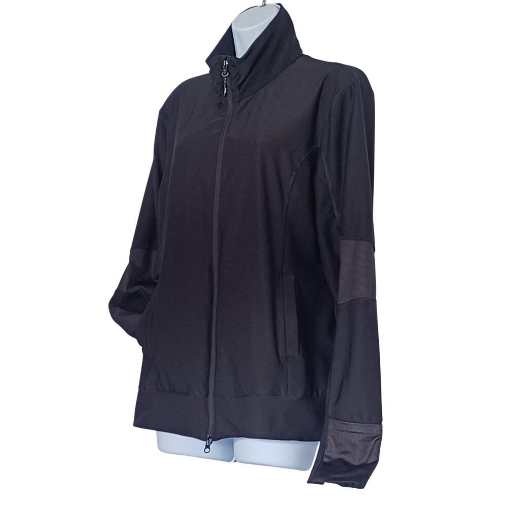 MPG Mondetta Black Full-Zip Jacket Athletic Long Sleeves Relaxed Womens Size L